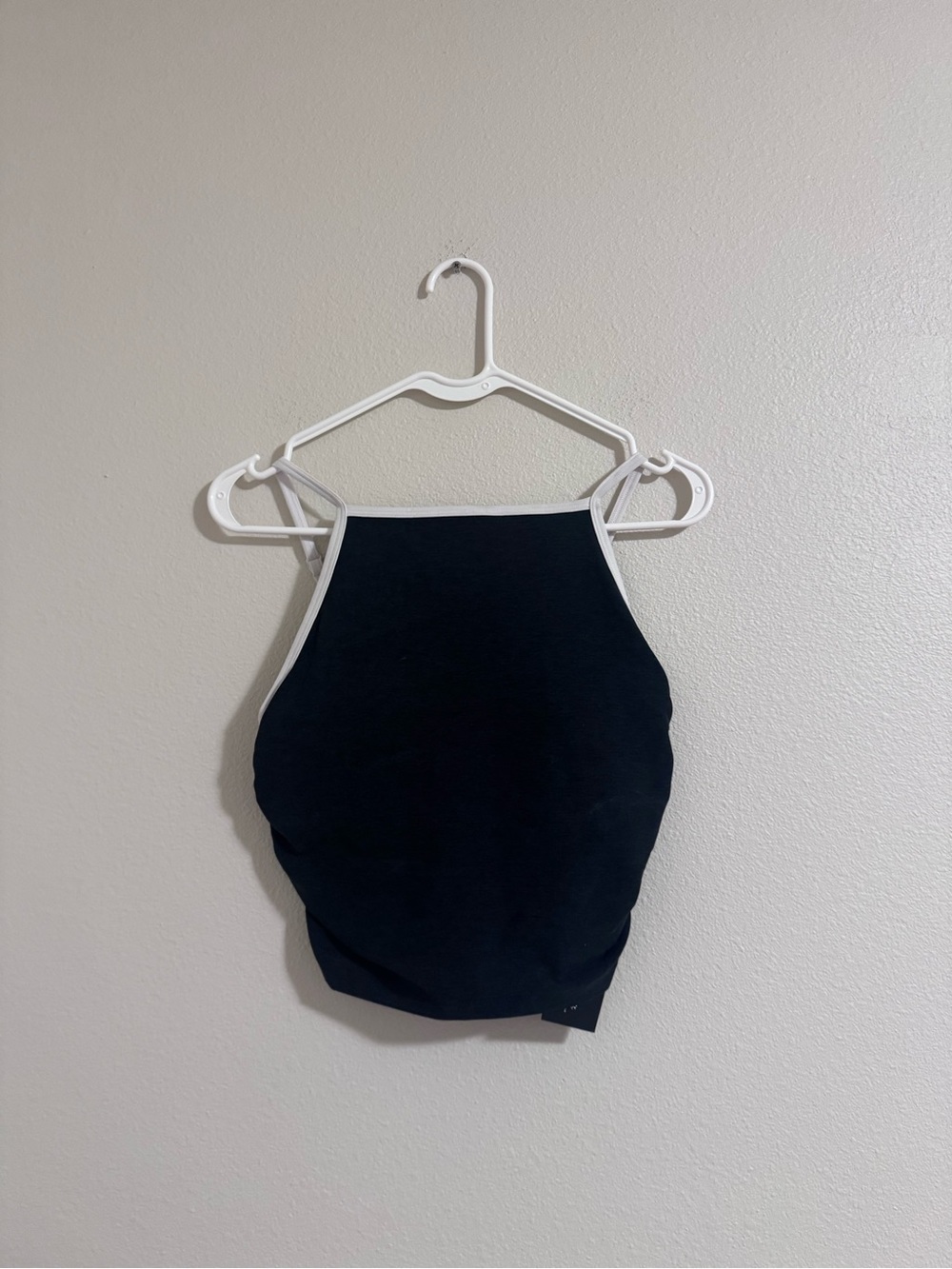 NWT YPB Black Halter Crop Top with White Trim